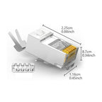 5/10Pcs RJ45 Pass Through Connectors, Cat8/Cat7/Cat6A Shielded Modular Plug, 50UM Gold Plated 8P8C Ethernet Connector