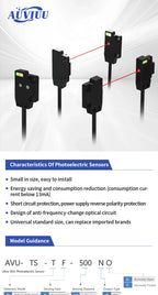 TS Ultra-thin Photoelectric Sensor 30/250/500/1000mm NPN PNP Front Through-beam Fast Response High Precision Anti‑interference