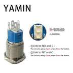 5pcs 12/16/19/22mm Metal Push Button Switch Power Waterproof IP65 Flat Circular Round LED Light Self-lock Reset 6V 12V 24V 220V