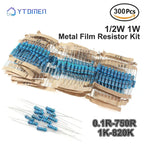 300PCS Metal Film Resistor Set 1/2W 1W 30 Values 0.1R~750R 1K~820K High Precision 1% Assortment Kit for Electronics Repair