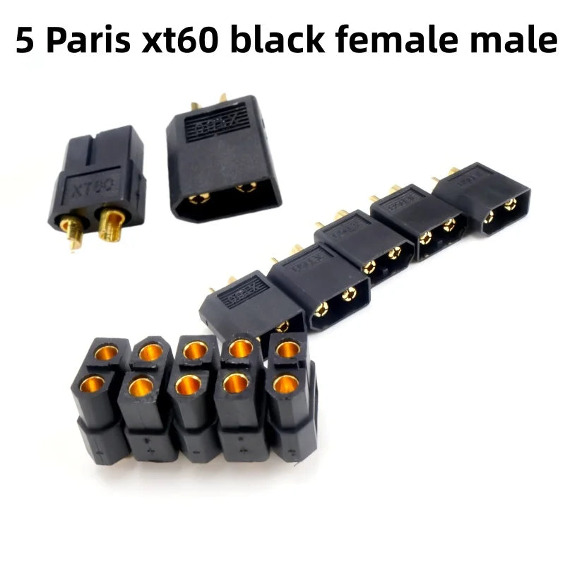 10 pcs Black XT60 XT30 XT90 Male Female Bullet Plugs Connectors for RC Lipo Battery Drone Airplane Spare Parts