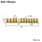Copper Wire Connector Multi-specification With Hole Screw Brass Connection Row Zero Ground Terminal Electrical
