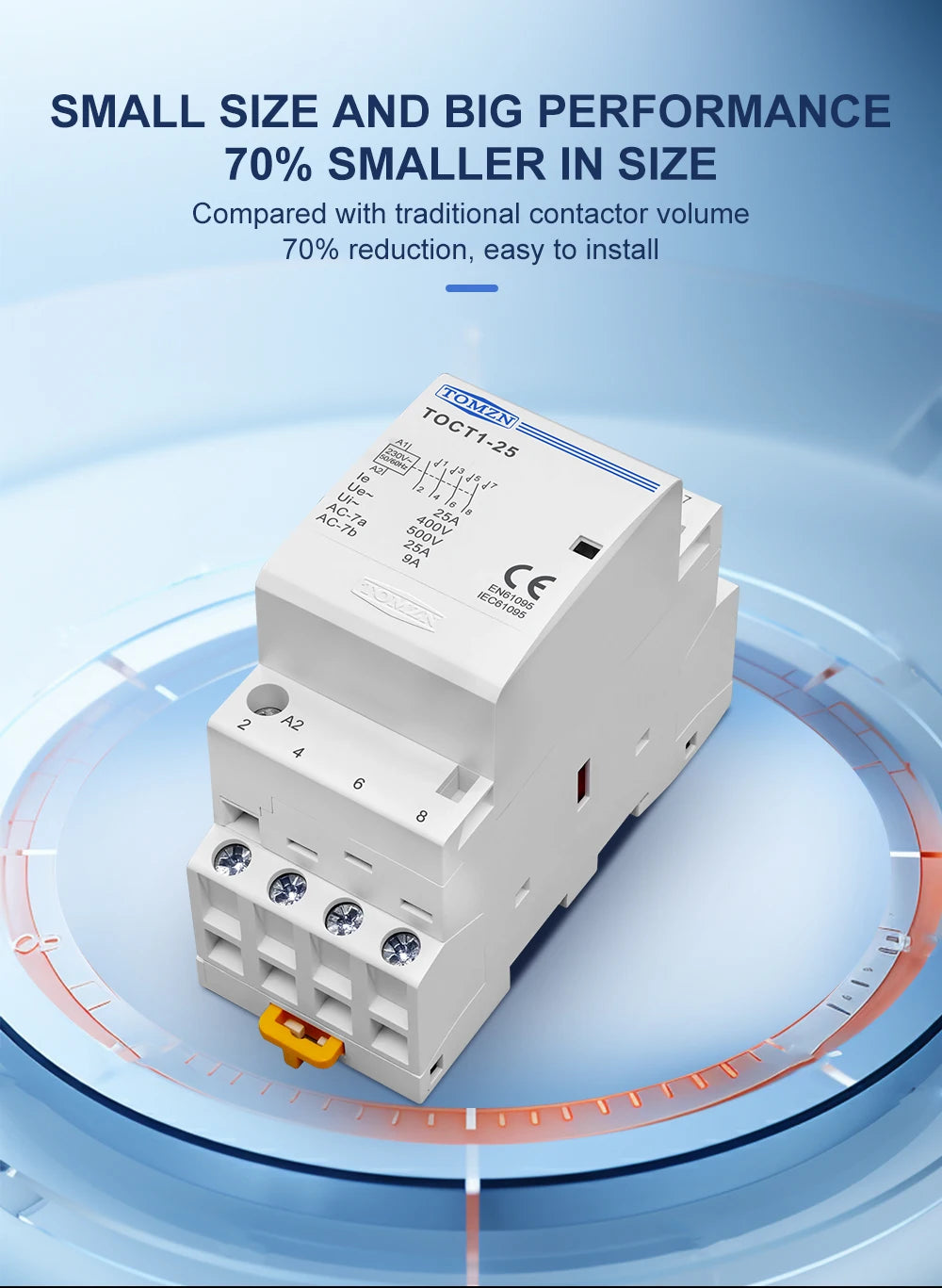 TOMZN TOCT1 4P 25A 4NO 4NC 2NC2NO 220V/230V 50/60Hz Din Rail Household AC Modular Contactor