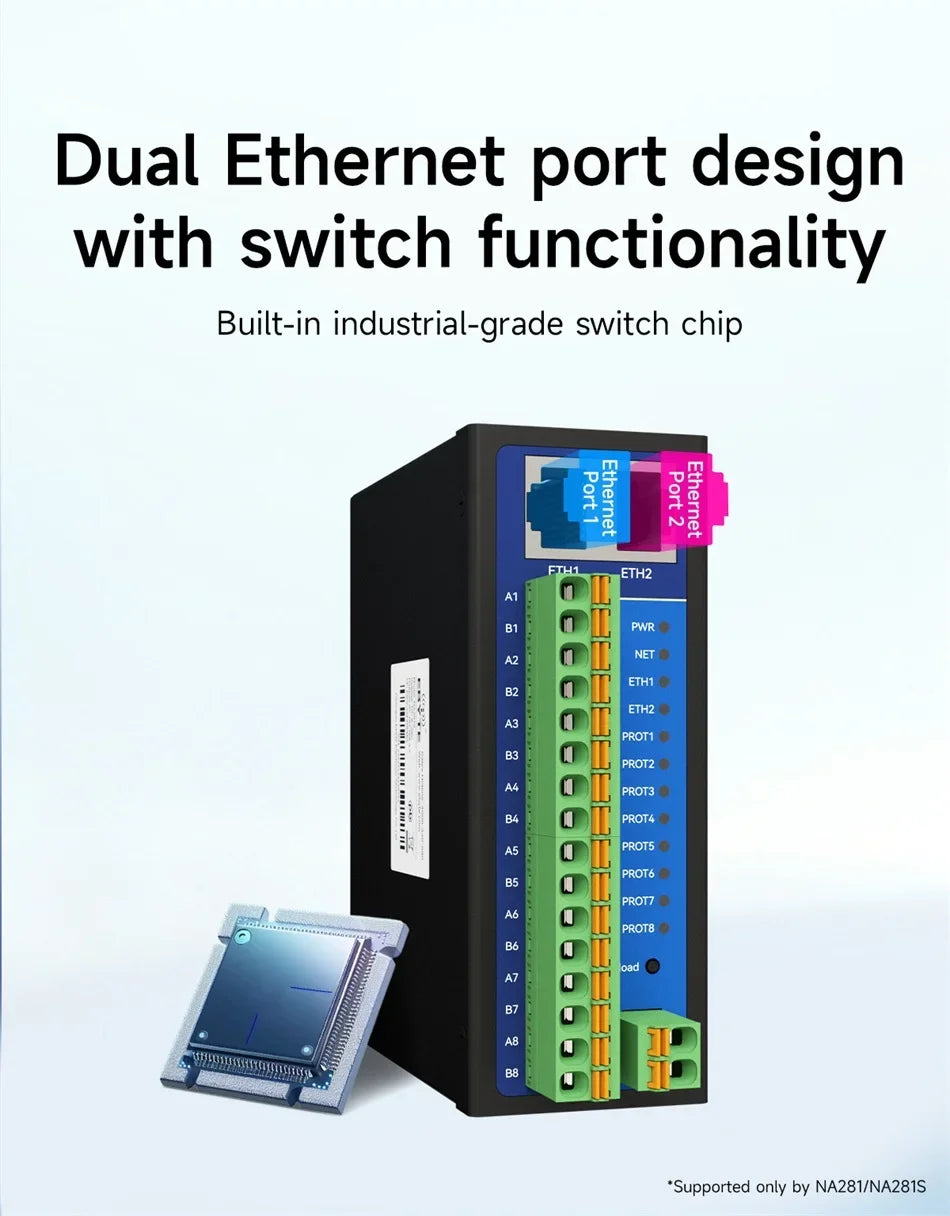 RS485 RS232 to Ethernet 8 Ways Serial Server NB183-V2 Series TCP UDP MQTT HTTP Modbus Gateway TCP- RTU POE