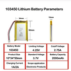 2.0-4.0AH 103450 Polymer Lithium Rechargeable Battery JST PH 2.0mm 2pin Plug for Camera GPS Navigator MP5 Bluetooth Headset