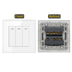 JHJCH - 1 Gang 1/2 Way Stair Switch, Tempered Glass Panel, Rocker Light Switch, On / Off Switch, Toggle Wall Switch