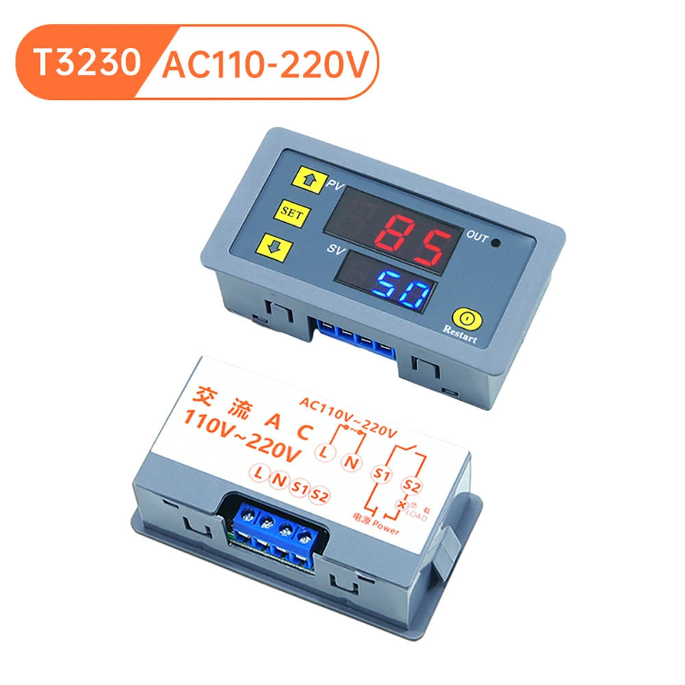 T3230 AC 110-220V DC 12V 24V Digital Delay Relay LED Display Cycle Timer Control Switch Adjustable Timing Delay Relay Switch