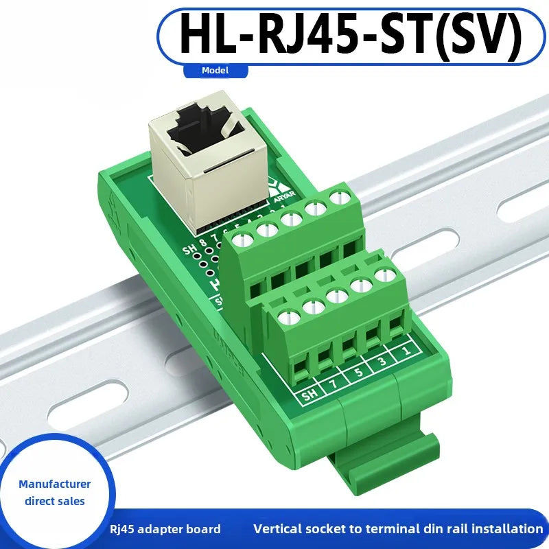 RJ45 Adapter Terminal RJ45 Adapter Terminal Cat5e Cat6 Adapter Board Network Port DIN35 Guide Rail Installation