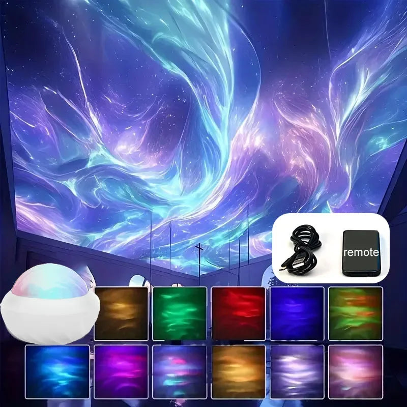 RGB Projection Night Lights Aurora Starry Northern Light Projector Atmosphere Lamp USB Plug Remote Control for Room Party Decor