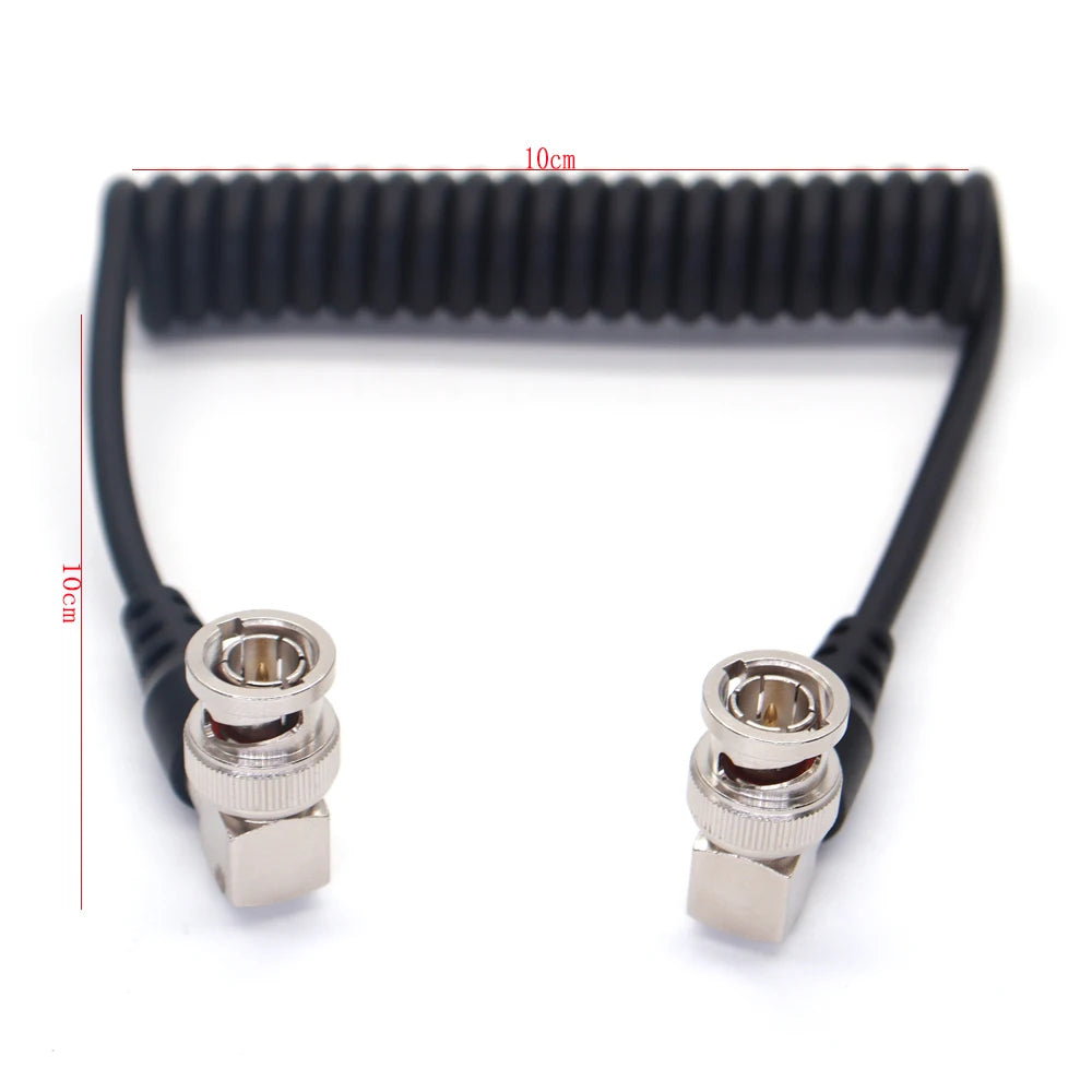 Right Angle BNC To Right Angle BNC Spring Cable SDI 12G Video Cable 75 Ω Coaxial Cable Camera Video Transmission Line