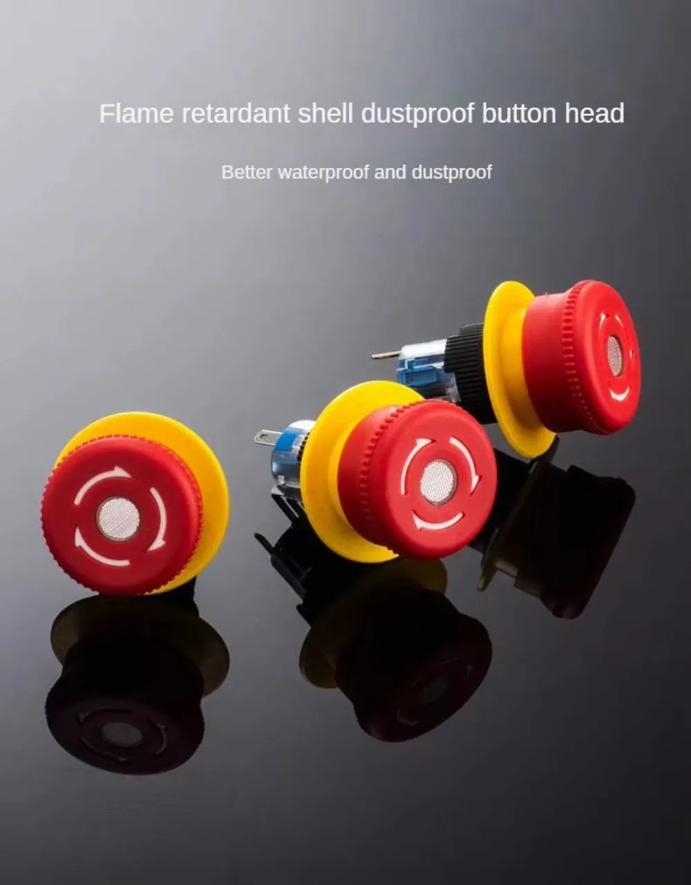 16MM Red Illuminated Rotary Emergency Stop Button Switch Wired with Light 1NO1NC Rotate Reset Welding Pin Knob Plastic Switches