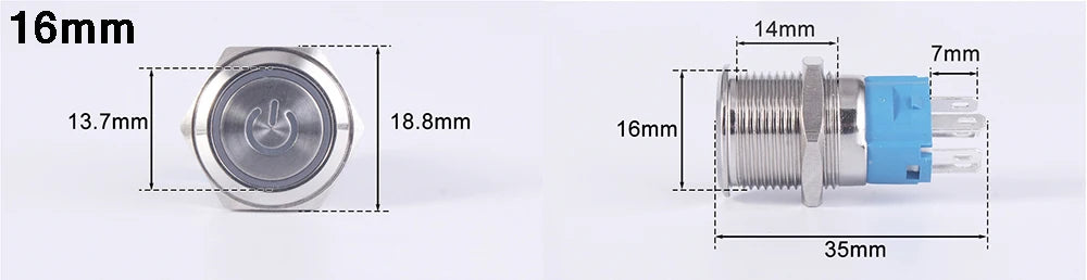 12/16/19/22mm Waterproof Metal Push Button Switch LED Light Momentary Car Engine Power Switches 5V 12V toggle 220V Volt