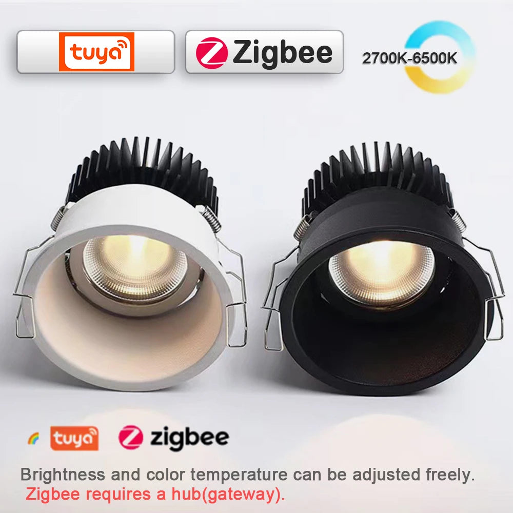 Narrow Border Adjustable Dimmable Embedded LED Spotlight Tuya Bluetooth/Zigbee Matter 3CCT Smart LED Ceiling Home Commercial