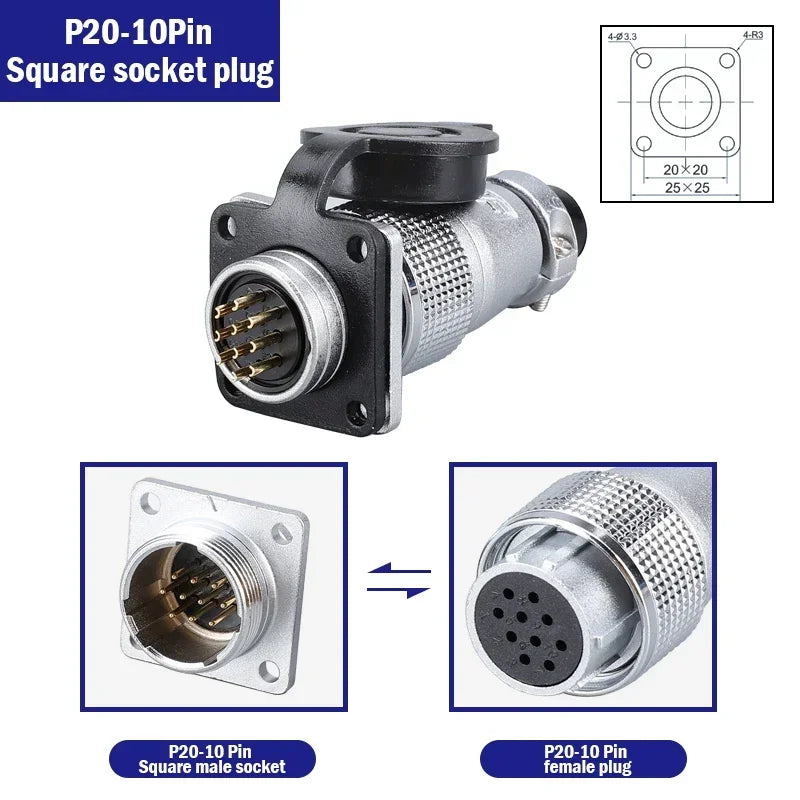 PLS20 Aviation Connector 2/3/4/5/6/7/8/9/10/12Pin Air Carrier Male Female Plug Connector WS20 TP20