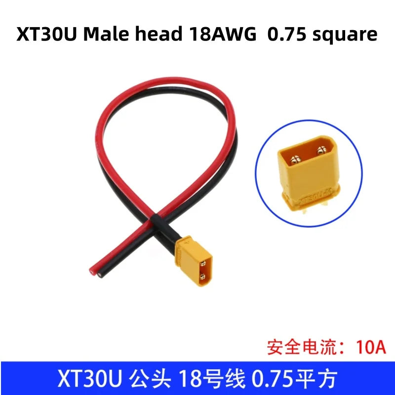 XT30U XT60U XT60H XT90 Plug Connector Male / Female with 18/16/14/12/10 AWG Cable Dual Extension Battery for RC Battery Cable