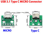 TYPE-C MICRO USB To DIP Adapter Female Connector B Type PCB Converter Breadboard USB-01 Switch Board SMT Mother Seat With Wire