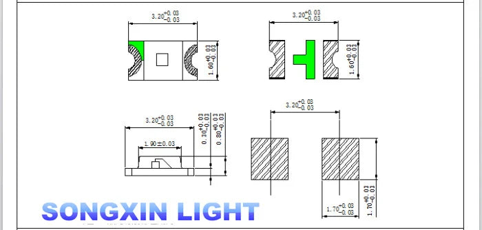 100PCS 1206 Blue Led Super Bright SMD LED diodes 3.2*1.6*0.8MM 460-470NM light-emitting diodes SMD 1206 LED Blue