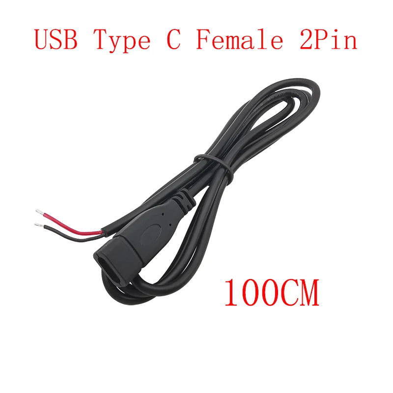 USB Type C Power Supply Cable 2/4 Pin Male Female Socket Type-C Plug Connector Adapter For Data Charging Cables Wires Repair DIY