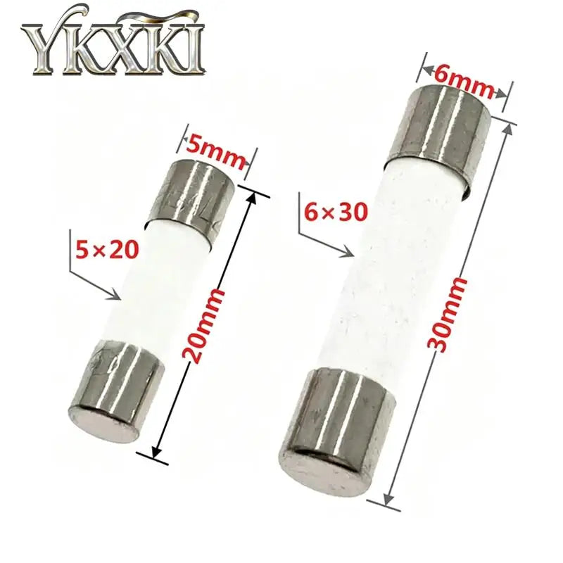 20PCS 5*20mm 6*30mm Fast blow Ceramic Fuse 0.5A 1A 2A 3A 4A 5A 6A 6.3A 7A 8A 10A 15A 20A 25A 30A 250V Car Cigar Microwave Oven