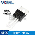 10PCS IRF4905 IRF4905PBF TO-220 74A 55V P-channel Power MOSFET Transistor 100% New Original