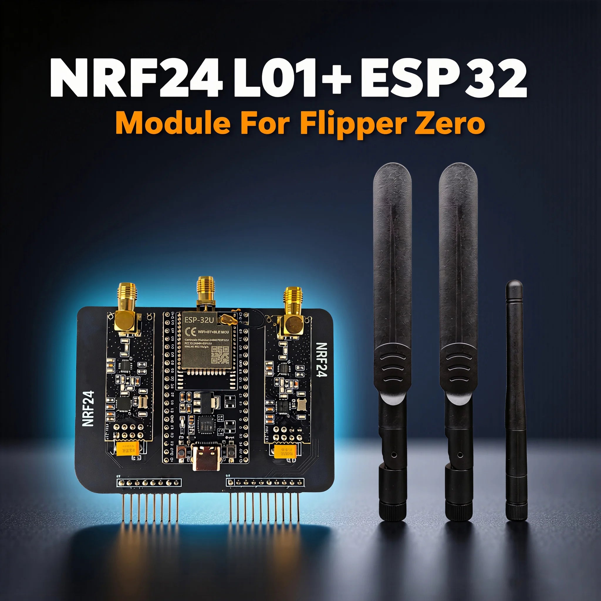 For Flipper Zero ESP32 DevKitC + NRF24L01 PA LNA 2.4GHz Module Supports Bluetooth And Equipped With High-Gain Antennas for IoT