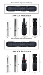 TOMZN 2 Sets of PV Solar Connectors 1000V 1500V 32A 45A Panel Branch PV Photovoltaic Wire/Board Terminal Box Inverter IP67 10LOT