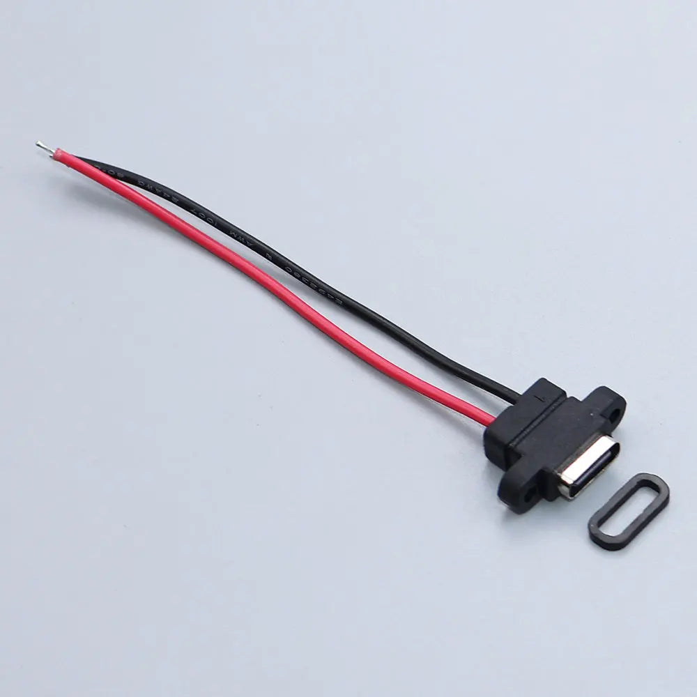 2/5/10pcs Type C 2 Pin Waterproof Female USB C Socket With Screw Hole Fast Charge Charging Interface USB Connector With Cable
