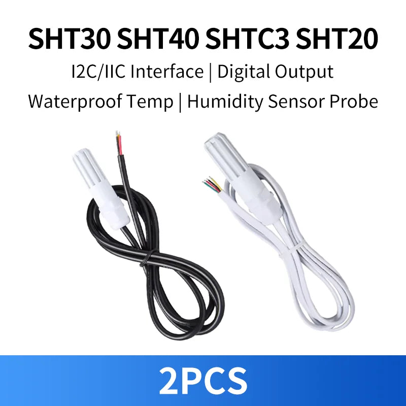 2PCS SHT30 SHT40 SHTC3 SHT20 Digital I2C Humidity Temperature Sensor Probe - Waterproof & Anti-Condensation