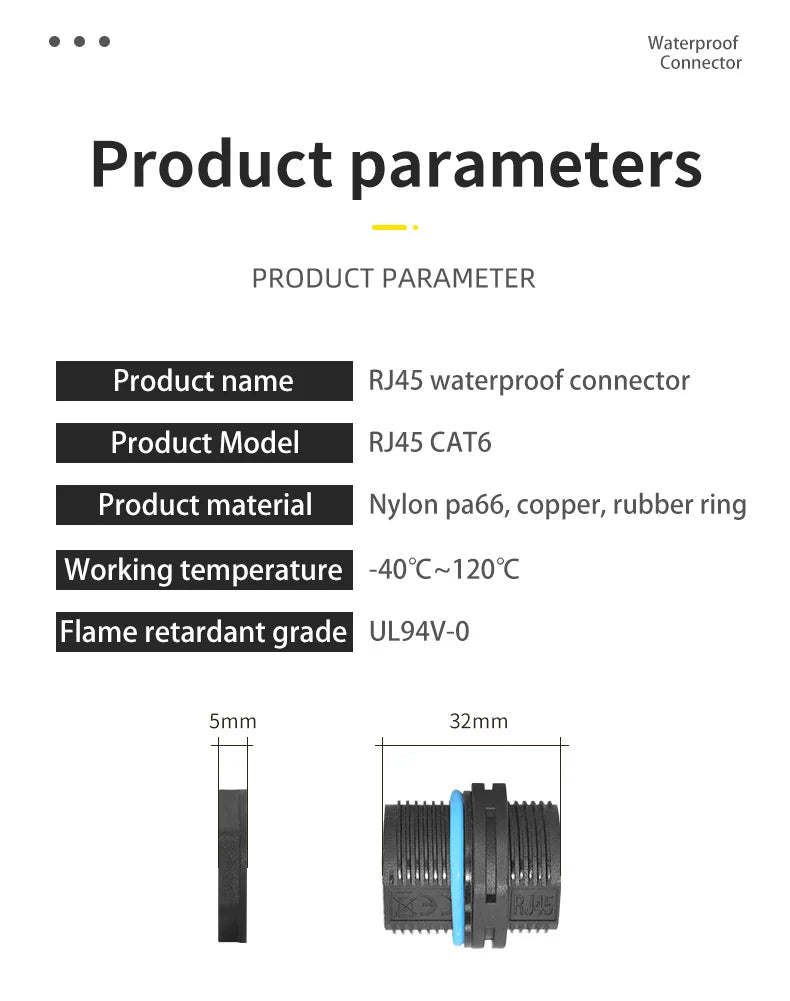 YXY Network RJ45 Panel Mount Connector IP68 Ethernet Dual Size M20/M23 CAT5E/CAT6/CAT6A Waterproof Outdoor Wire Connector