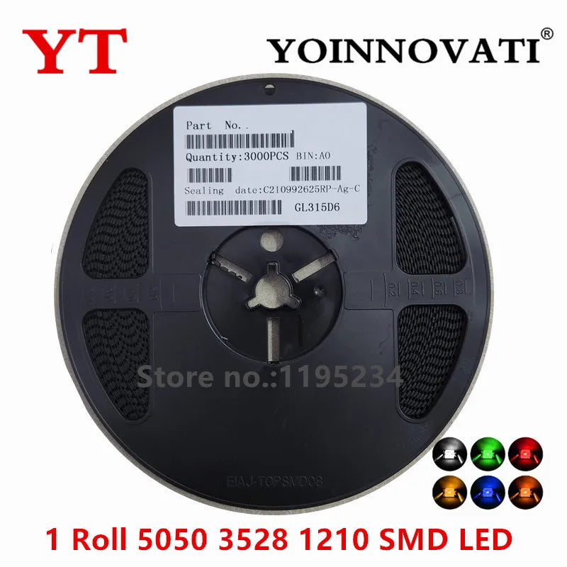 4000PCS 3000PCS 2000PCS Light-emitting diode 0402 0603 0805 1206 1210 3528 SMD LED Diodes light Yellow Red Green Blue White
