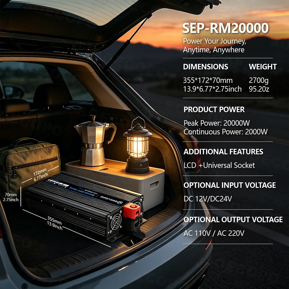 Off-Grid Solar Power Generation System 20000W Peak 2000W Rated Inverter 500W Panel With MPPT Controller for RV Outdoor Household
