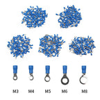 50PCS Ring Crimp Terminals Electrical Wire Connector M3/M4/M5/M6/M8/M10/M12 Insulation Ferrule Lug Quick Splice Connection Screw