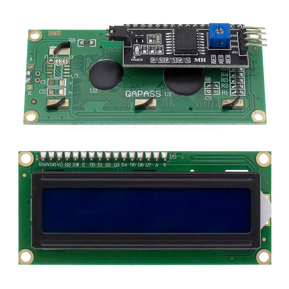 1PCS,1602 I2C LCD Module Blue / Yellow Green Screen 16x2 Character LCD Display 5V PCF8574 PCF8574T IIC Adapter Llate for Arduino