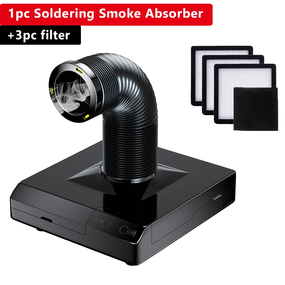 LUXIANZI Fume Extractor Smoking Instrument With LED Light 220V Activated Carbon Filter Sponge Solder Iron Smoke Absorber