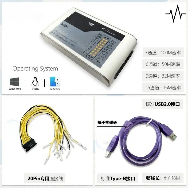 Logic Analyzer Saleae logic16 Channel 100M Full Channel Digital Signal Oscilloscope ARM FPGA