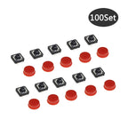 100Set Keycap Tactile Push Button Switch Momentary 12*12*7.3MM Micro Switch Button arduino Assorted Kit For Arduino Raspberry Pi