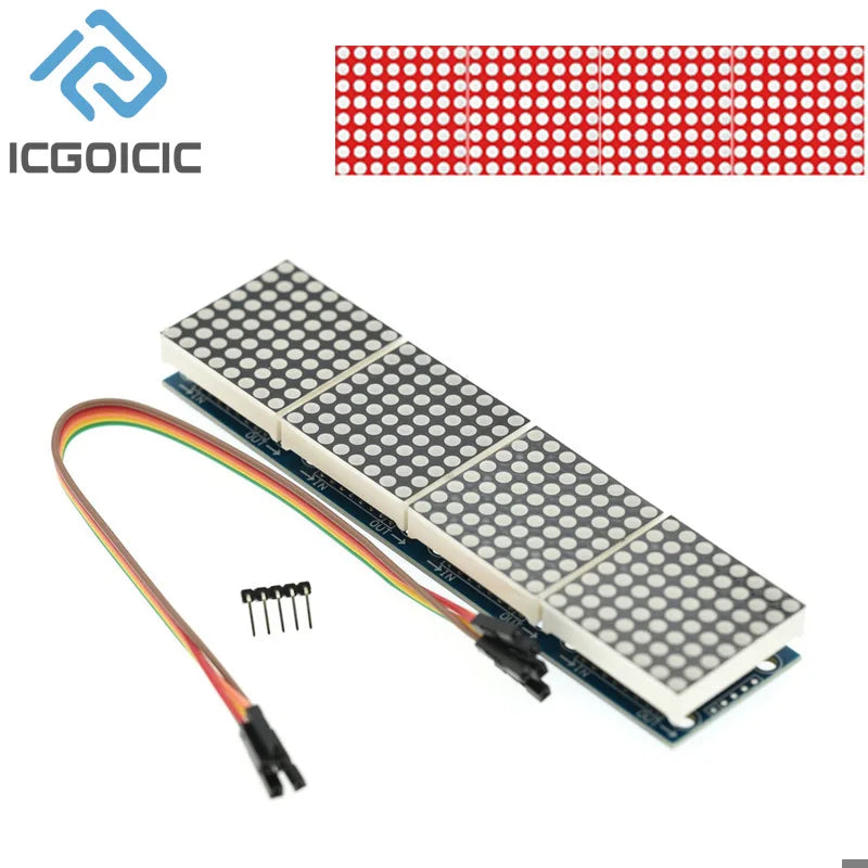 MAX7219 Dot Matrix Module For Arduino Microcontroller 4 In One Display with 5P Line 