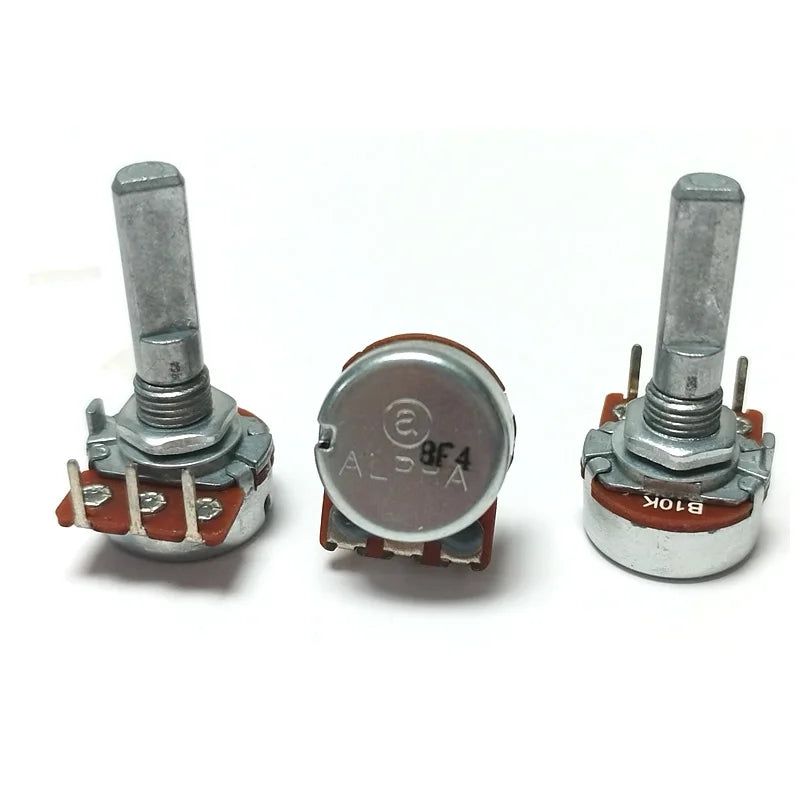 1pc WH148 Type 3pins Internal Bending Foot Vertical(Front） Potentiometer 16 type Carbon Film B10k Handle Length 25mm  Half Shaft