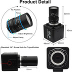 16MP USB Camera IMX298 Industrial Ultra HD Mini Webcam with CS Mount 5-50mm Manual Varifocal Lens Free Driver Plug&Play for PC
