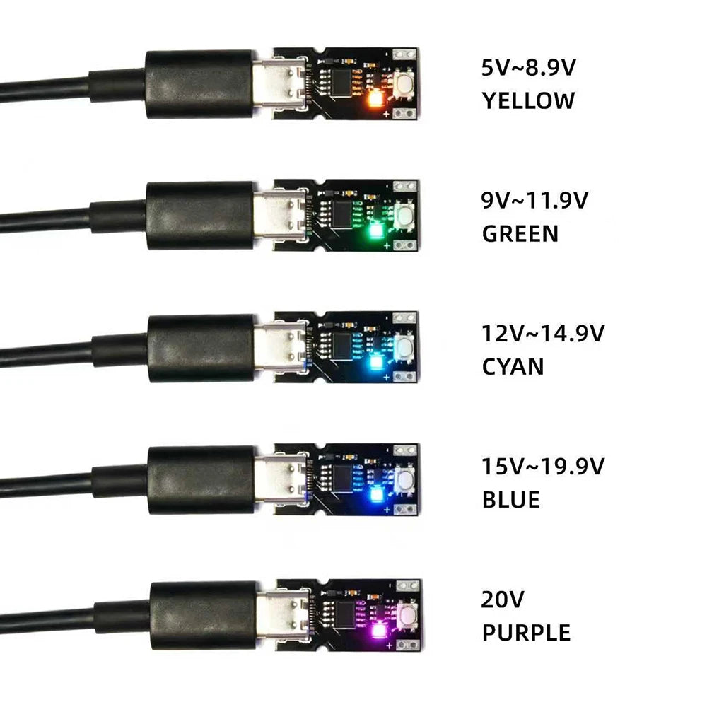 PD QC USB-C Voltage Trigger Module 5–20V Adjustable Voltage Module Supports Integer Decimal Setting Polling Test