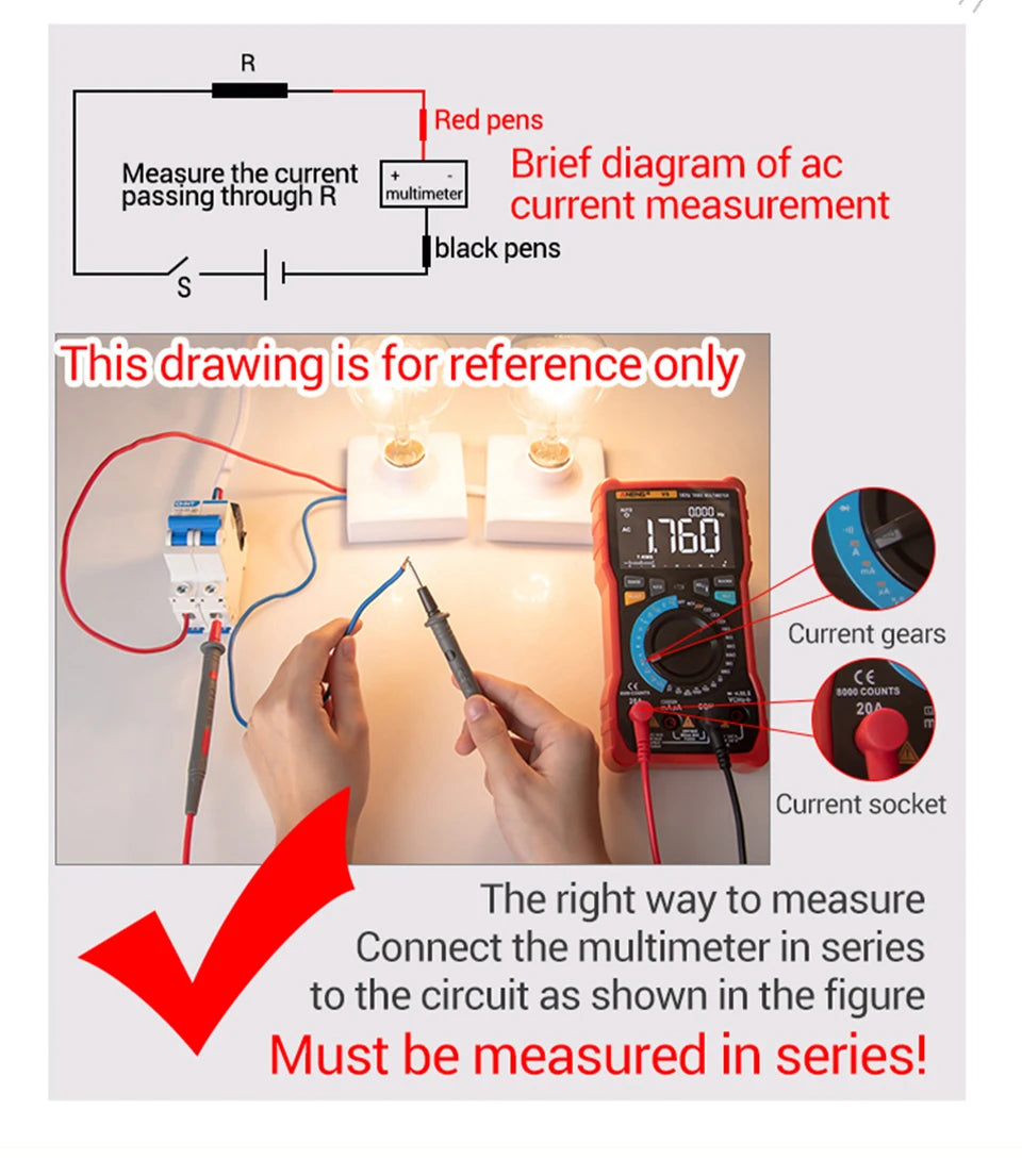 Profesional Digital Multimeter AC/DC Voltage Current Test ANENG Capacitance NCV Resistance Ohm Electrical Test Meter Tools