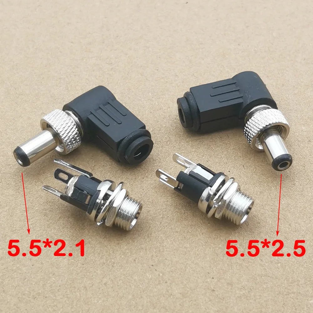1pc DC 5.5*2.1/2.5mm Plug Socket With Nut 5.5x2.1/5.5x2.5 MM DC Power Jack Male Female Panel Mount Connector