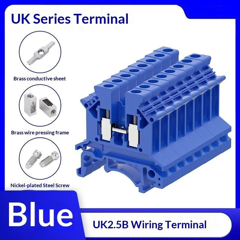 【CCA】10Pcs UK 2.5 Terminal Block UK2.5B Screw Connection Connect Strip 2.5B 2.5mm² Cable Electrical Din Rail Wire Connectors