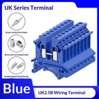 【CCA】10Pcs UK 2.5 Terminal Block UK2.5B Screw Connection Connect Strip 2.5B 2.5mm² Cable Electrical Din Rail Wire Connectors