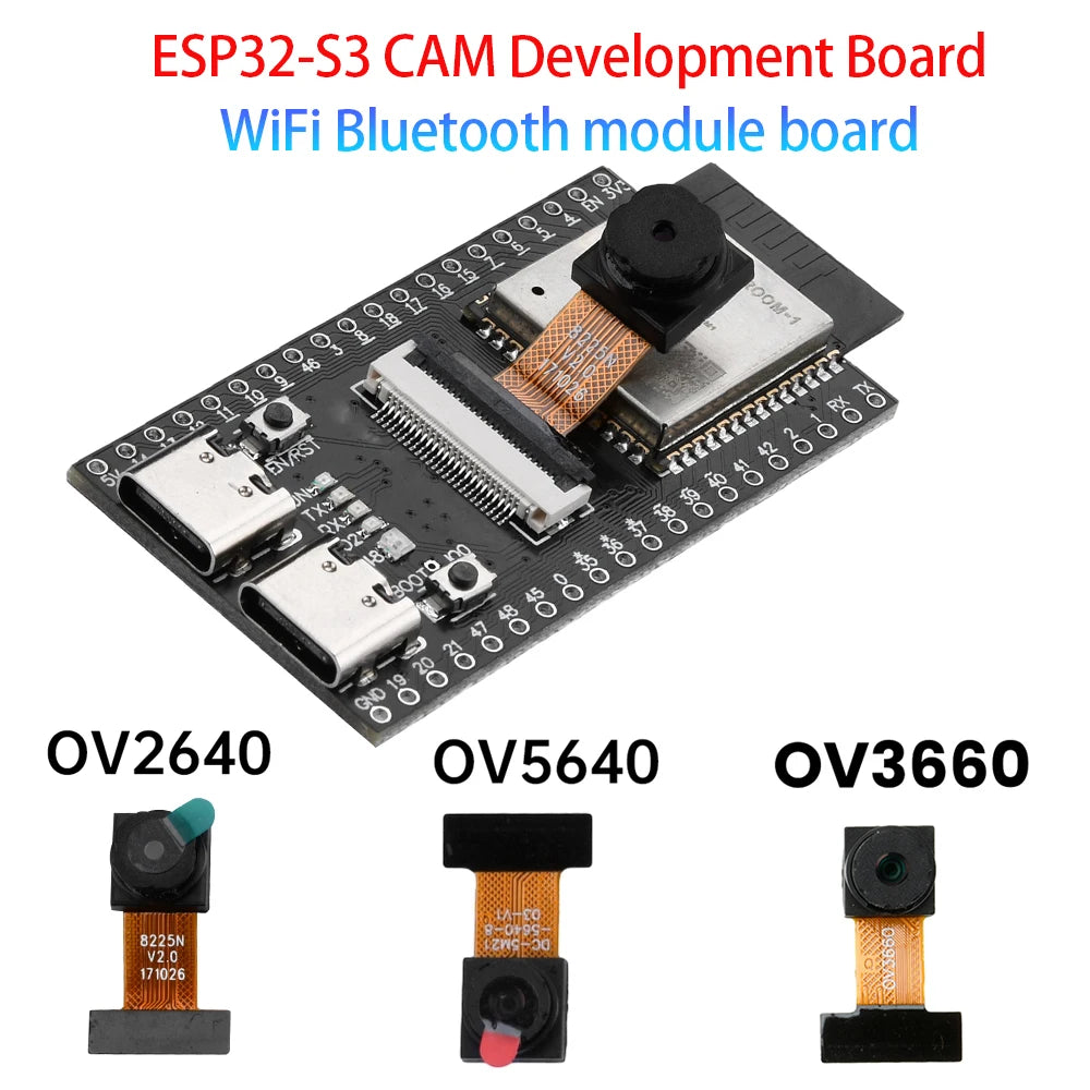 ESP32-S3-N16R8 WiFi Bluetooth Development Board ESP32-S3-CAM Module Dual Type-C LX7 CPU 240MHz Support OV2640 OV5640 OV3660 Came