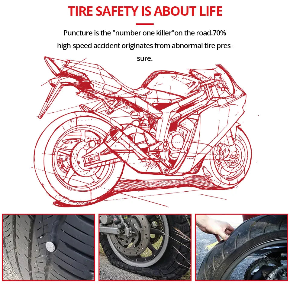 E-ACE TPMS Tire Pressure Monitoring SystemInfitary Motorcycle System LCD Real Time Data Display For Status Precise Digital