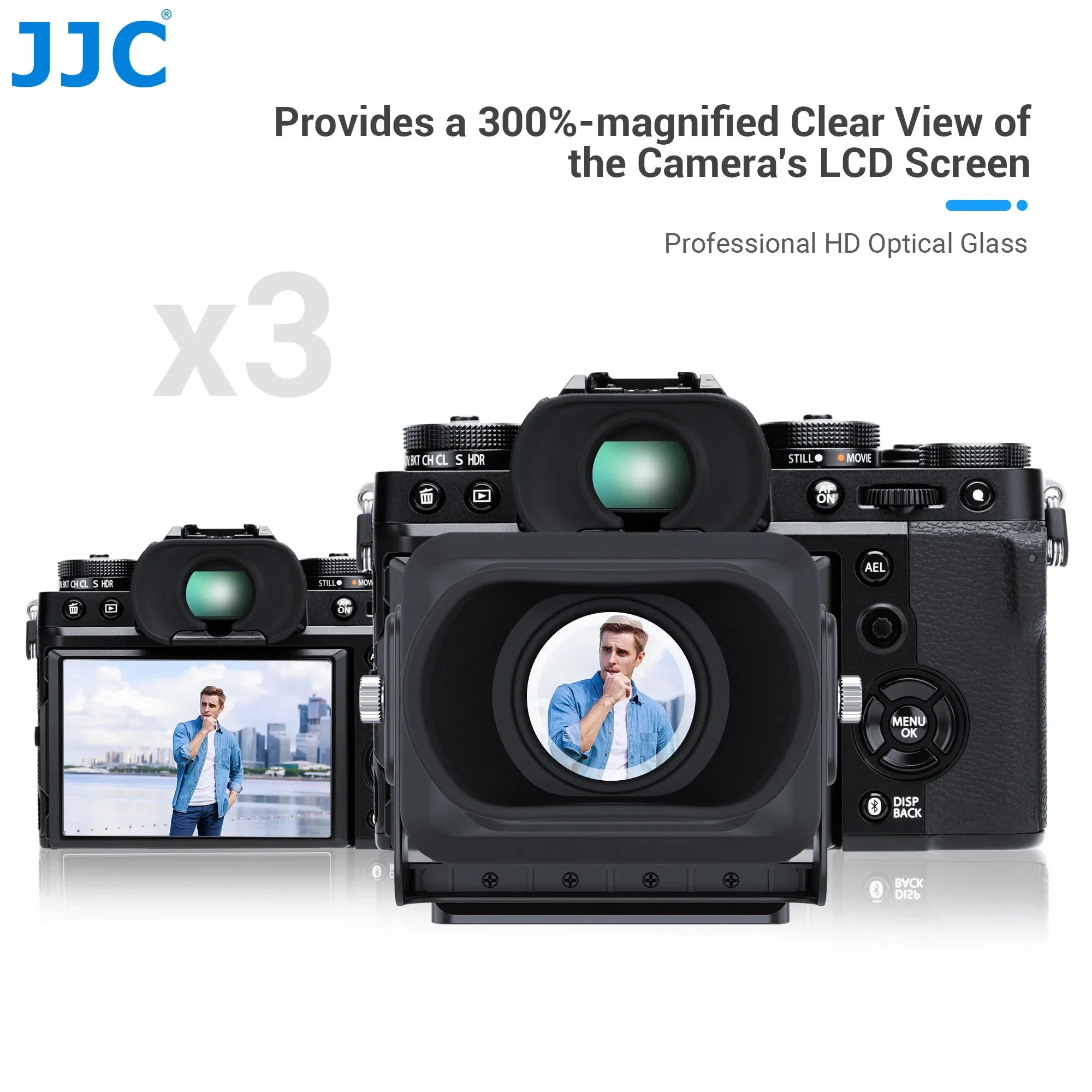 JJC 3X LCD Viewfinder Camera Extender Eyecup Eyepiece Collapsible Fit 3.0' Screen for Nikon Z30 Sony ZV-1 RX100 Fuji X-T30 III