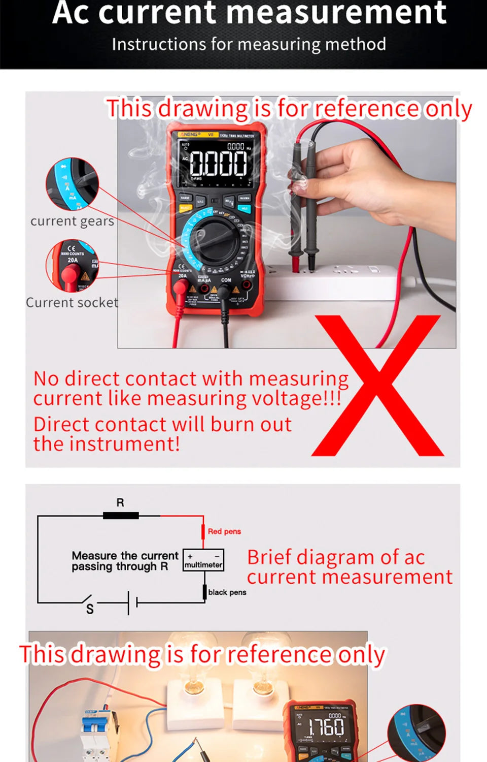 Profesional Digital Multimeter AC/DC Voltage Current Test ANENG Capacitance NCV Resistance Ohm Electrical Test Meter Tools