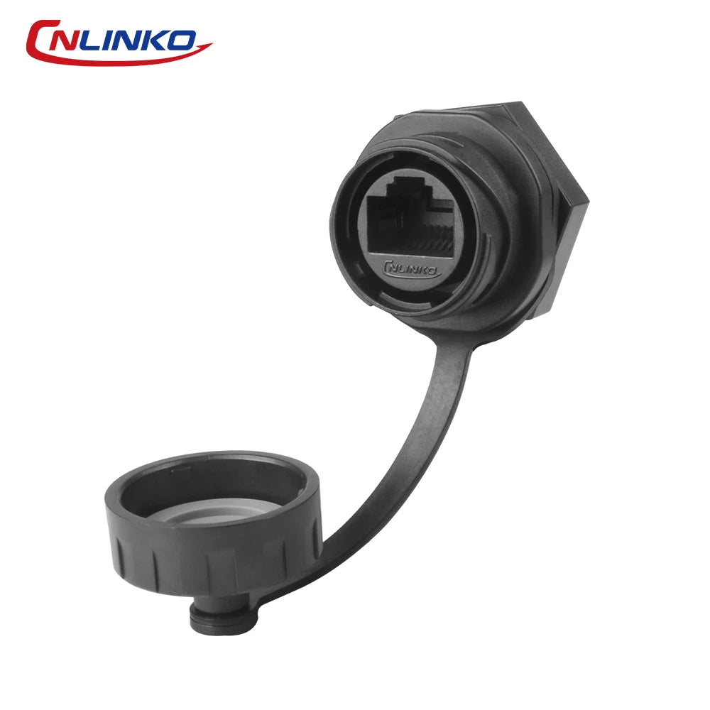 CNLINKO M20 PBT Plastic IP68 Waterproof RJ45 Cable Signal Connector YM20 CAT6 Panel Mount Socket Plug Network Ethernet Interface