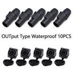 10pcs/5Sets New 3Pins Waterproof Locking Male Cable Plug+Female Chassis NAC3MPX or NAC3MX-W+NAC3FPX+Powercon Connector NAC3FX-W